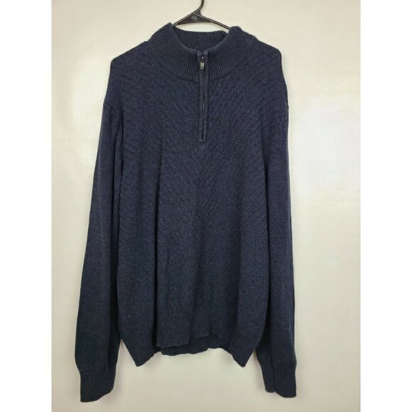 CALVIN Klein Jeans Mens Navy Blue 1/4 Zip Cotton Pullover Knit Sweater Size XXL - Picture 1 of 7